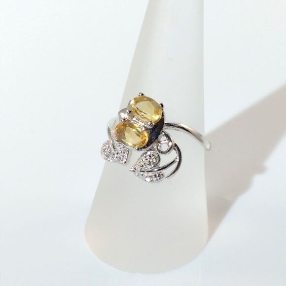 Citrine Bypass Ring Sterling Silver Size 7 - Picture 4 of 8